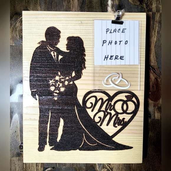 S & J Treasures, Etc. Other - Hand Made- Hand Burned  Mr & Mrs w/ Picture Insert Beautiful Wedding Gift Idea